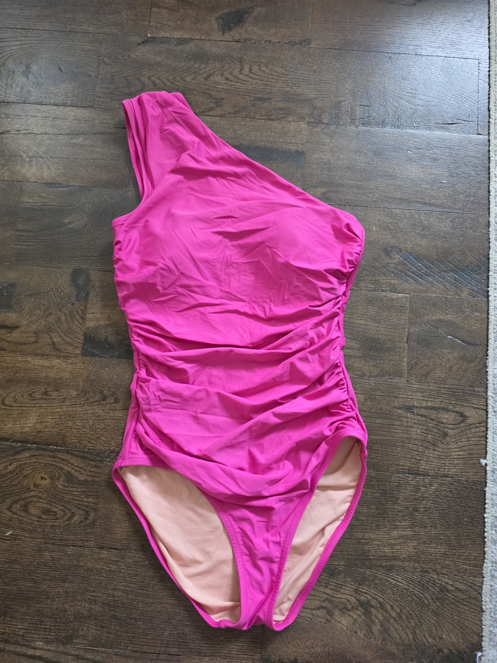 J. CREW Hot Pink One-Shoulder Ruched One-Piece Swimsuit